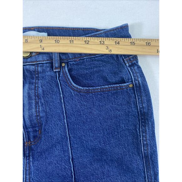 Loft Super Flare Jeans Womens Size 8 Blue Medium Wash Denim Corded High Rise - Picture 8 of 12